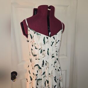 Banana Republic White Pleated Maxi Floral Magnolia Dress Size 0